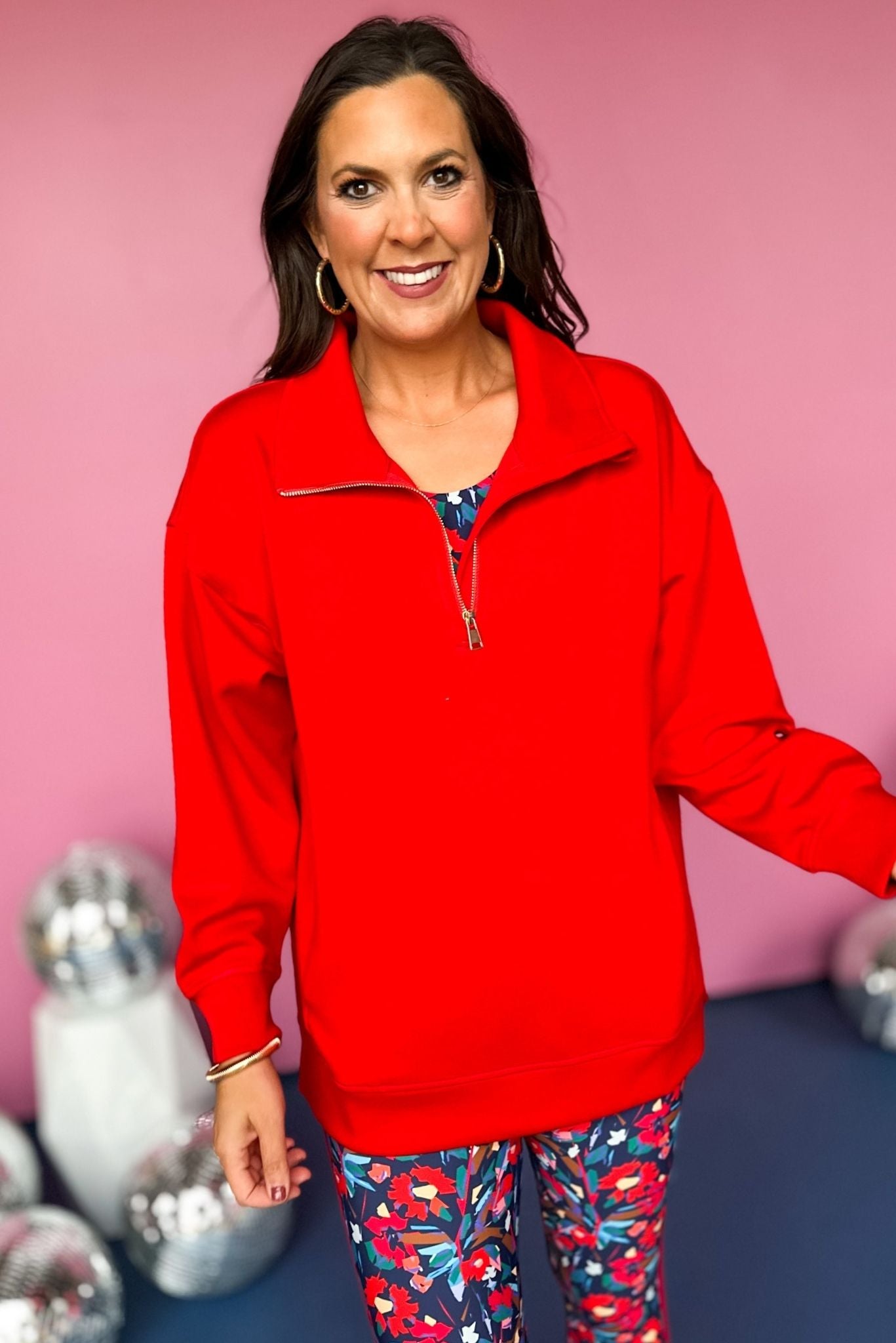 SSYS The Ainsley Pullover In Red, must have pullover, must have athleisure, elevated style, elevated athleisure, mom style, active style, active wear, fall athleisure, fall style, comfortable style, elevated comfort, shop style your senses by mallory fitzsimmons