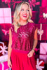 SSYS Berry Sequin Top In Maroon