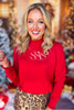 SSYS Darby Ruffle Neck Sweater In Red