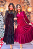 SSYS Winter Velvet Sheer Sleeve Maxi Dress In Black