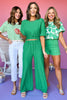 Green Textured Elastic Hem Top Pant Set, must have set, green set, st patricks day style, st patricks, elevated set, matching set, mom style, spring fashion, affordable fashion, shop style your senses by mallory fitzsimmons, ssys by mallory fitzsimmons