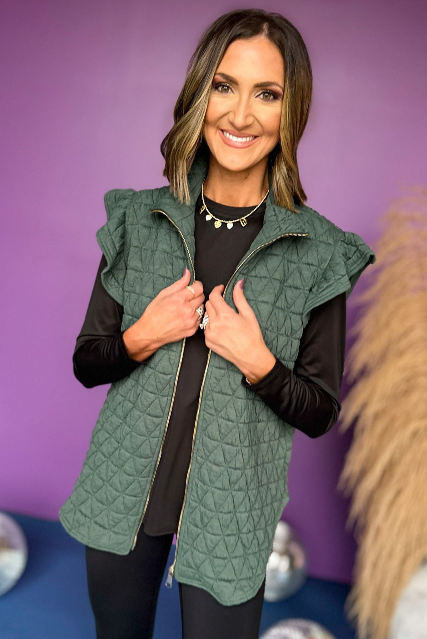 SSYS The Ruby Vest In Sage,  SSYS the label, must have vest, must have style, elevated vest, elevated look, fall style, fall fashion, mom style, shop style your senses by mallory fitzsimmons