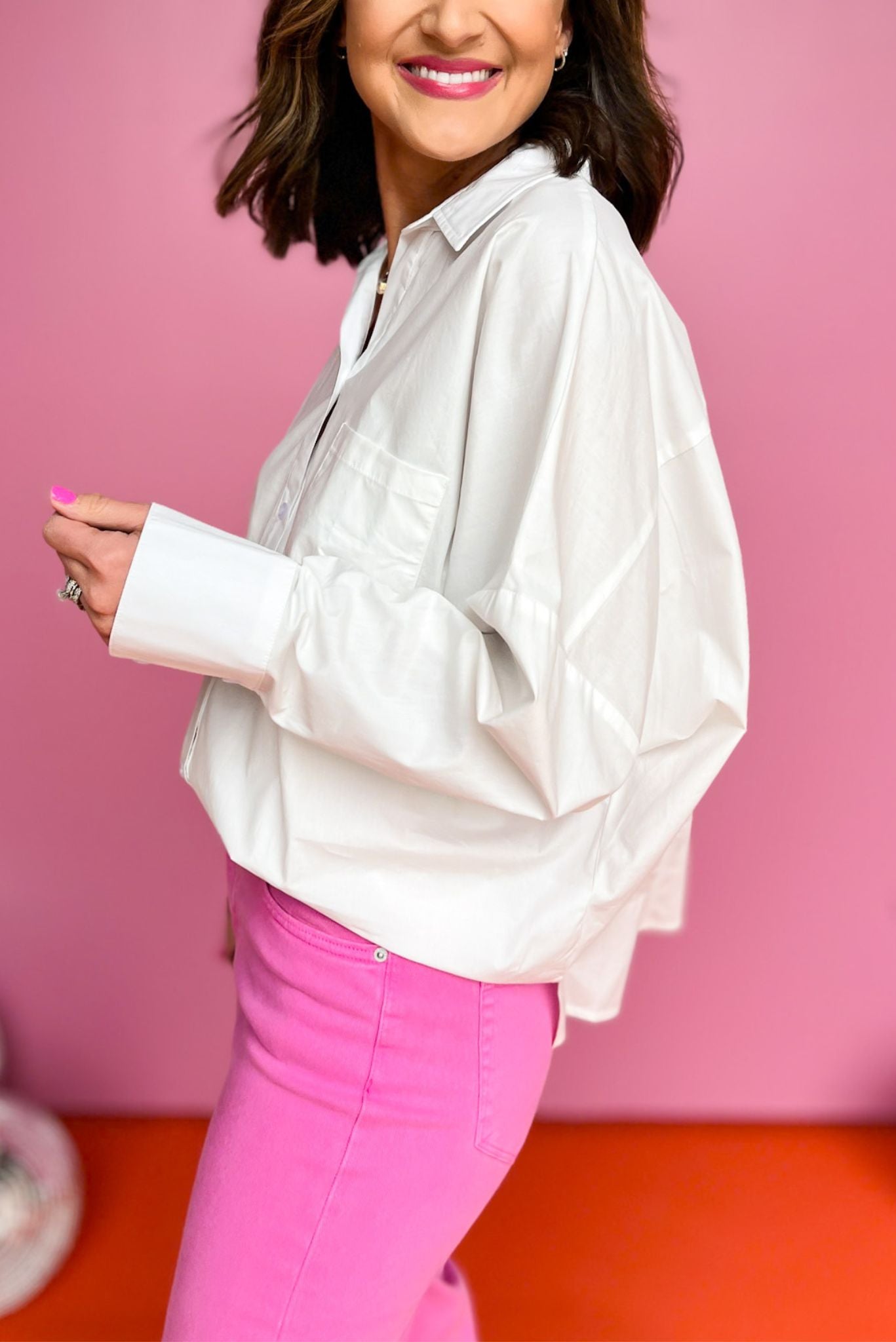 Off White Oversized Poplin Top, button down top, poplin top, must have top, must have style, summer style, spring fashion, elevated style, elevated top, mom style, shop style your senses by mallory fitzsimmons, ssys by mallory fitzsimmons  Edit alt text