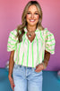 Lime Striped V Neck Ruffle Trim Detail Top, stripe top, must have top, must have style, summer style, spring fashion, elevated style, elevated top, mom style, shop style your senses by mallory fitzsimmons, ssys by mallory fitzsimmons