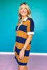 SSYS Remi Stripe Rugby Dress In Navy Gold