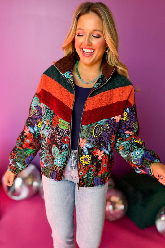  Karlie Brown Chevron Floral Printed Puffer Jacket, must have jacket, must have print, must have style, elevated jacket, elevated puffer, winter puffer, chic puffer, mom style, winter style, shop style your senses by mallory fitzsimmons