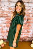 Hunter Green Faux Leather V Neck Puff Short Sleeve Dress, must have dress, must have style, fall style, fall fashion, elevated style, elevated dress, mom style, fall collection, fall dress, shop style your senses by mallory fitzsimmons