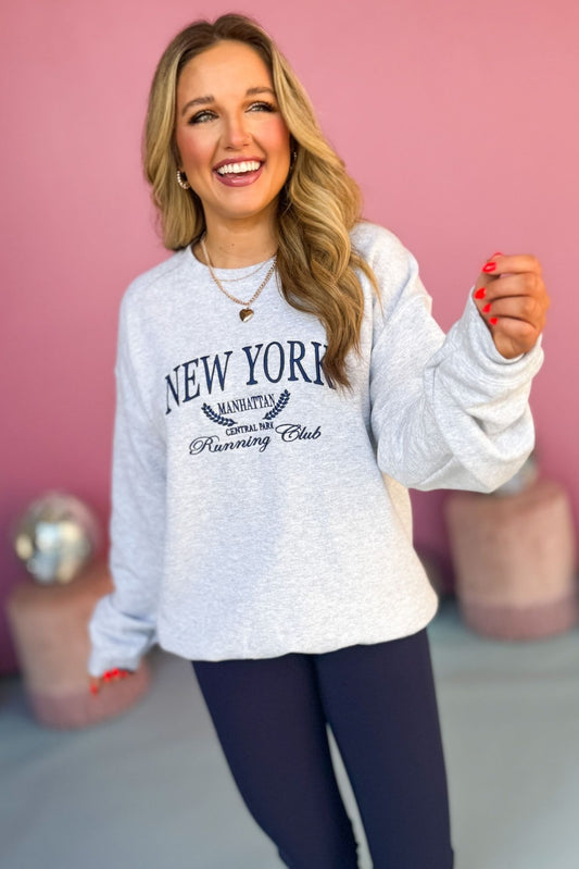 Ash Grey New York Running Club Graphic Sweatshirt, must have sweatshirt, elevated sweatshirt, graphic sweatshirt, must have style, comfortable style, casual fashion, mom style, shop style your senses by mallory fitzsimmons