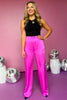 Magenta Satin High Rise Wide Leg Pants, must have pants, must have style, must have comfortable style, fall fashion, fall style, street style, mom style, elevated comfortable, elevated loungewear, elevated style, shop style your senses by mallory fitzsimmons