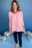 Light Pink V Neck Three Quarter Brushed Knit Top, must have top, must have cozy top, must have style, elevated top, elevated cozy, winter style, cold style, mom style, shop style your senses by mallory fitzsimmons