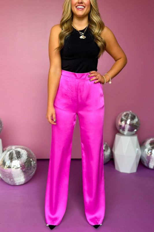 Magenta Satin High Rise Wide Leg Pants, must have pants, must have style, must have comfortable style, fall fashion, fall style, street style, mom style, elevated comfortable, elevated loungewear, elevated style, shop style your senses by mallory fitzsimmons