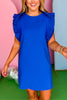 Royal Blue Pleated Shoulder Detail Dress, statement sleeve, must have dress, must have style, weekend style, brunch style, spring fashion, elevated style, elevated style, mom style, shop style your senses by mallory fitzsimmons, ssys by mallory fitzsimmons  Edit alt text