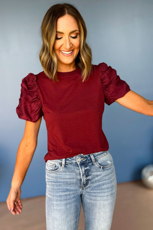 SSYS The Rachel Top In Burgundy, SSYS the label, elevated basic, must have basic, must have style, must have fall, fall top, elevated style, mom style, shop style your senses by mallory fitzsimmons