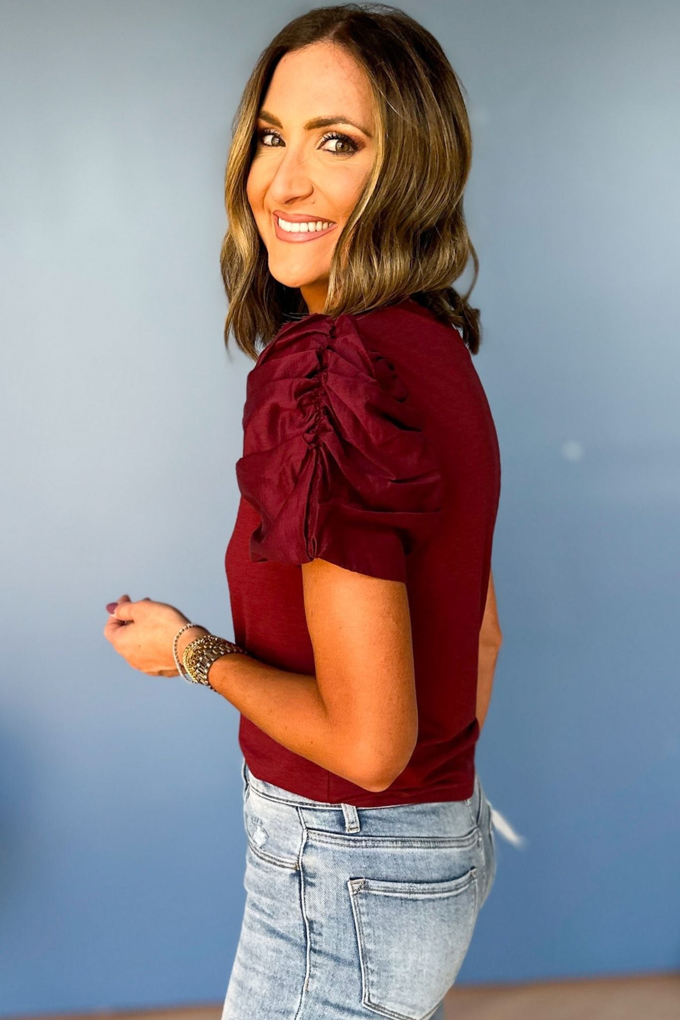 SSYS The Rachel Top In Burgundy, SSYS the label, elevated basic, must have basic, must have style, must have fall, fall top, elevated style, mom style, shop style your senses by mallory fitzsimmons