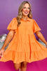 Light Orange Button Front Collared Short Puff Sleeve Dress, tiered dress, bright dress, must have dress, must have style, weekend style, spring fashion, elevated style, elevated style, mom style, shop style your senses by mallory fitzsimmons, ssys by mallory fitzsimmons