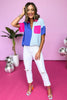 Blue Pink Colorblock Open Collared Top, Colorblock, Neon Top, Summer Top, Short Sleeve Top, Summer Style, Mom Style, Shop Style Your Senses by Mallory Fitzsimmons