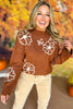 Brown Floral Printed Long Sleeve Mock Neck Sweater, must have sweater, must have style, must have fall, fall collection, fall fashion, elevated style, elevated sweater, mom style, fall style, shop style your senses by mallory fitzsimmons