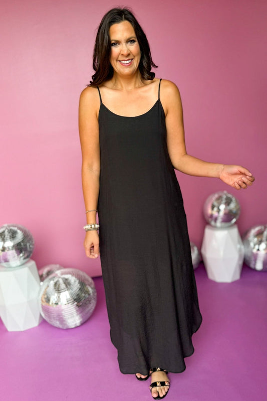  Black Scoop Neck Cami Side Slit Maxi Dress, must have dress, must have style, fall style, fall fashion, elevated style, elevated dress, mom style, fall collection, fall dress, shop style your senses by mallory fitzsimmons