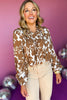 Tan Floral Printed Tie Neck Bubble Sleeve Top, must have top, must have style, must have fall, fall collection, fall fashion, elevated style, elevated top, mom style, fall style, shop style your senses by mallory fitzsimmons