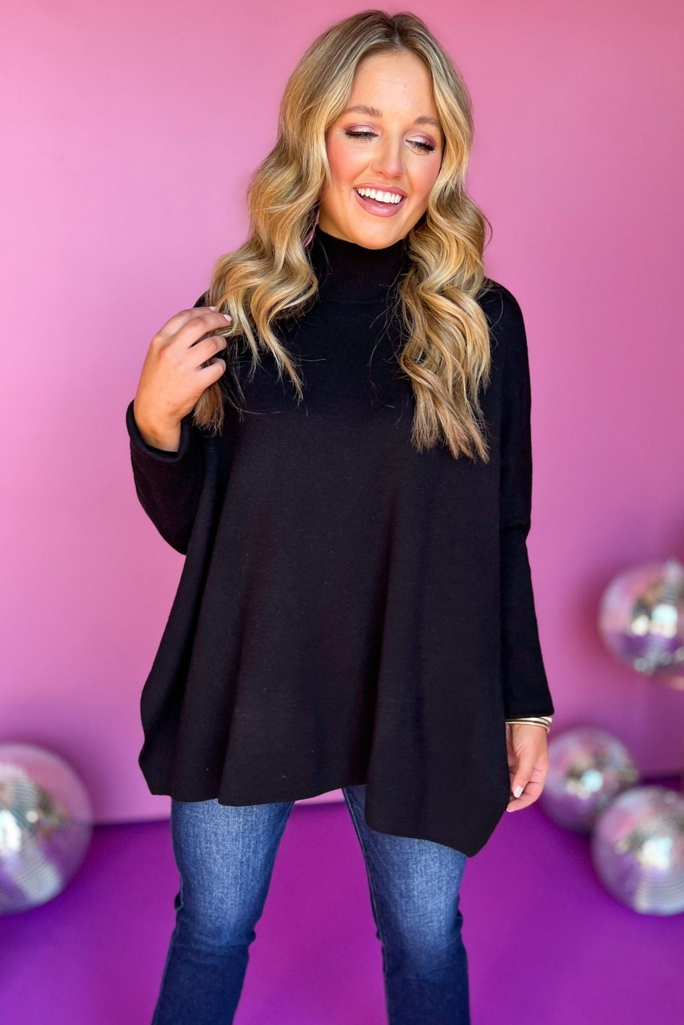 Black Mock Neck Side Slit Long Sleeve Top, must have top, must have style, must have fall, fall collection, fall fashion, elevated style, elevated top, mom style, fall style, shop style your senses by mallory fitzsimmons