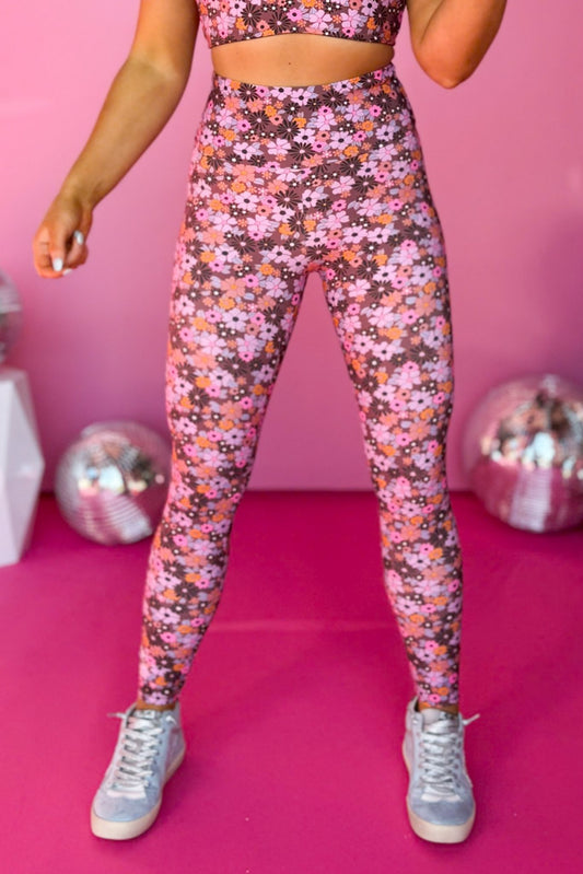  SSYS Brown Floral Compression High Waist Leggings, SSYS the label, must have leggings, must have style, elevated athleisure, must have athleisure, mom style, active style, must have activewear, shop style your senses by mallory fitzsimmons
