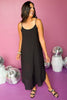 Black Scoop Neck Cami Side Slit Maxi Dress, must have dress, must have style, fall style, fall fashion, elevated style, elevated dress, mom style, fall collection, fall dress, shop style your senses by mallory fitzsimmons