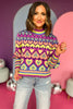 Karlie Purple Multi Heart Mock Sweater, must have sweater, must have style, winter style, winter fashion, elevated style, elevated dress, mom style, winter collection, winter sweater, shop style your senses by mallory fitzsimmons