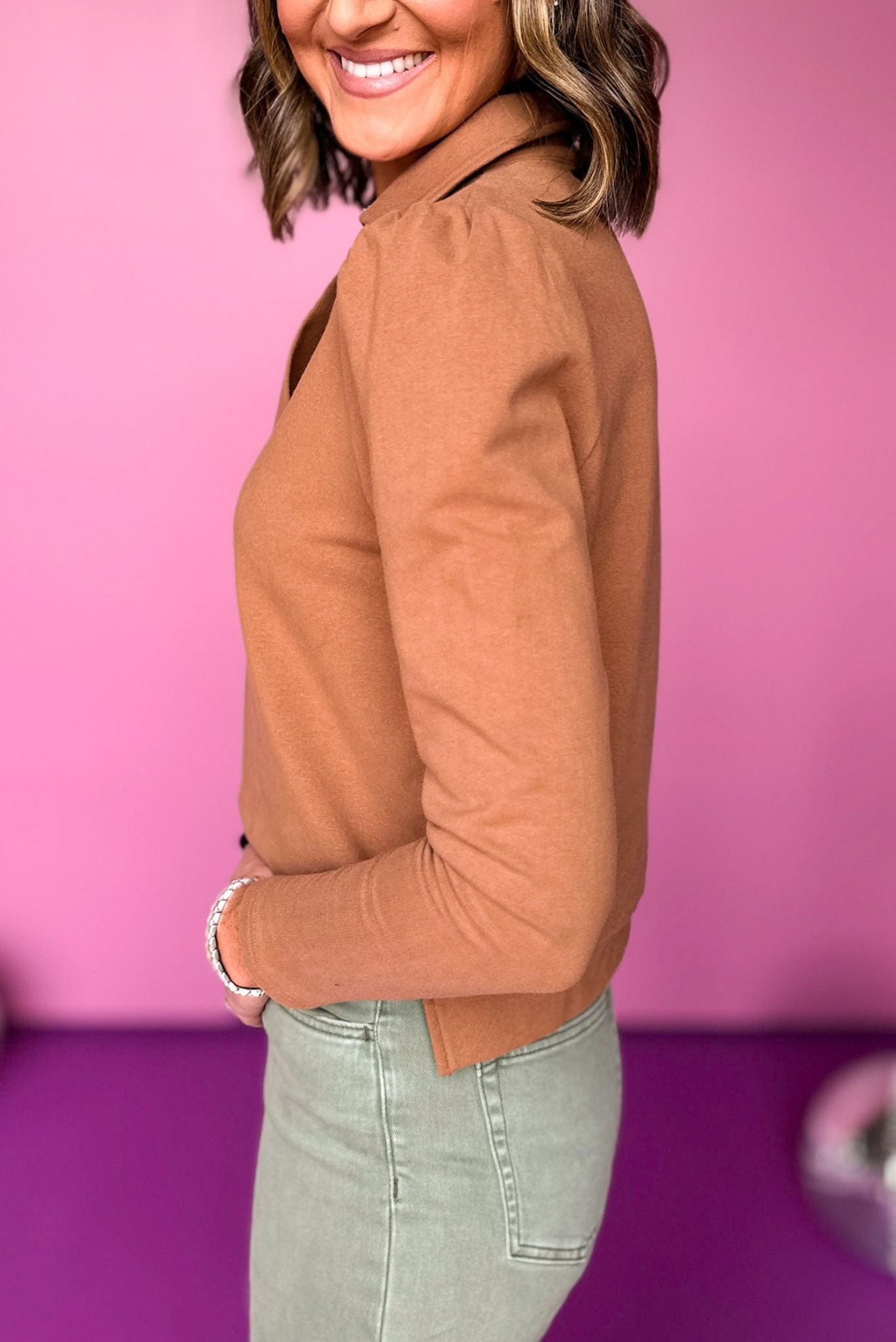 SSYS The Long Sleeve Ellie Top In Taupe, must have top, must have style, must have fall, fall collection, fall fashion, elevated style, elevated top, mom style, fall style, shop style your senses by mallory fitzsimmons