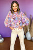 Mauve Floral Printed Smocked Neckline Long Sleeve Top, floral top, fall top, must have top, must have print, must have fall, printed top, mom style, chic style, elevated style, must have style, shop style your senses by mallory fitzsimmons