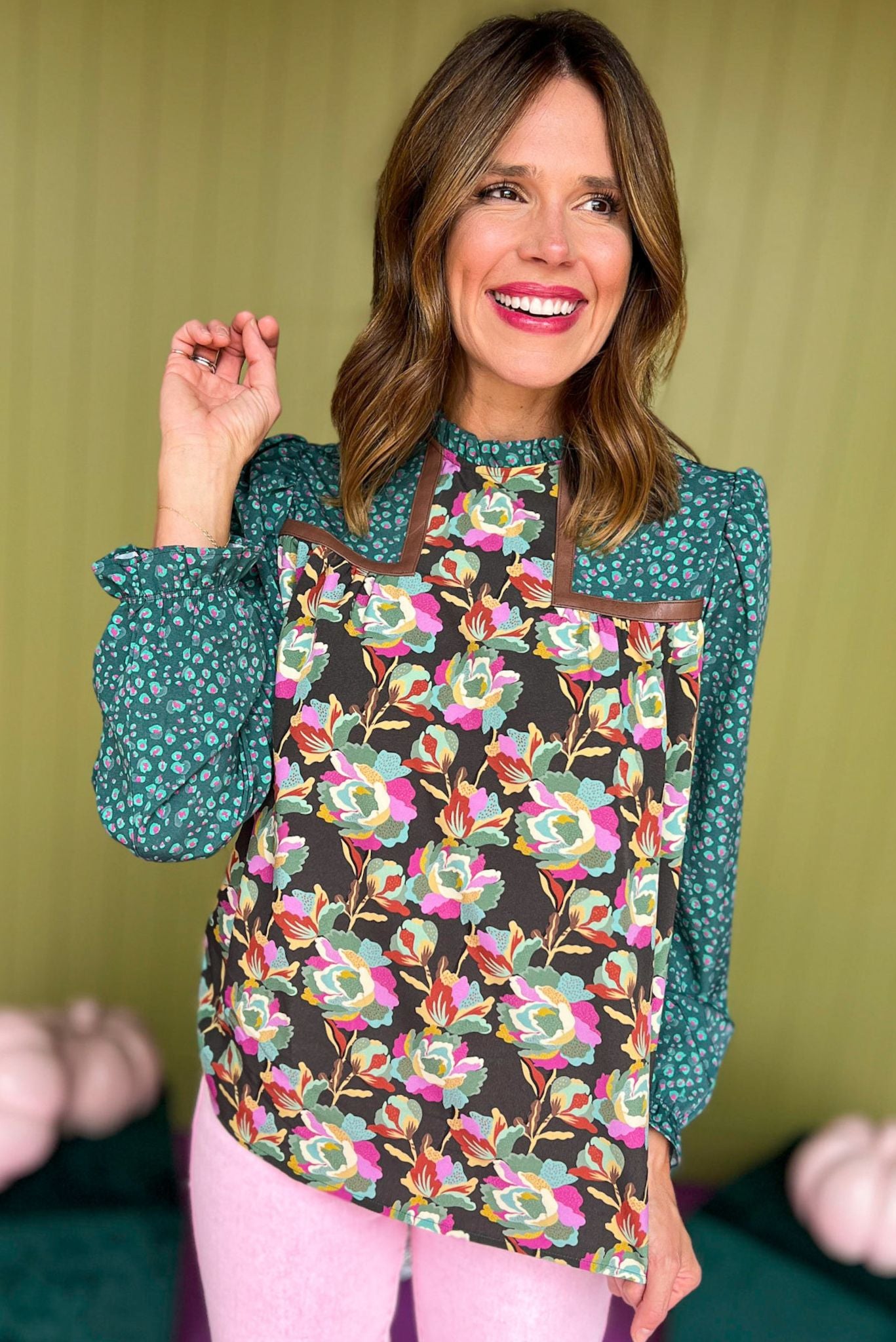 SSYS The Alice Top In Sage Magenta Floral, SSYS the label, printed top, must have top, must hve print, must have fall, fall fashion, fall top, fall style, elevated style, elevated top, shop style your senses by mallory fitzsimmons