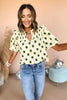 THML Cream Polka Dot Printed Puff Short Sleeve Top, thml, elevated style, mom style, must have, coming soon, shop style your senses by mallory fitzsimmons