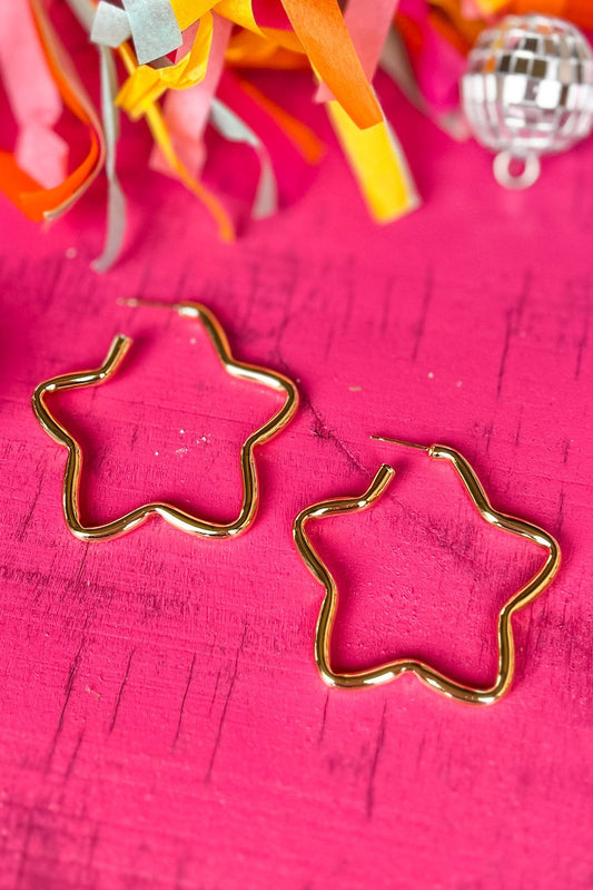 Gold Star Hoop Earrings