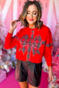 Queen Of Sparkles Red Plaid Bow Sweatshirt,  queen of sparkles, holiday sweatshirt, glam holiday, sparkly holiday, must have holiday, must have sweatshirt, must have sparkle, elevated sweatshirt, mom style, shop style your senses by mallory fitzsimmons