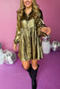 Gold Metallic Button Front Collared Baby Doll Dressmust have dress, must have style, fall style, fall fashion, elevated style, elevated dress, mom style, fall collection, fall dress, shop style your senses by mallory fitzsimmons