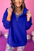 SSYS The Ainsley Air Pullover In Royal, must have pullover, must have athleisure, elevated style, elevated athleisure, mom style, active style, active wear, fall athleisure, fall style, comfortable style, elevated comfort, shop style your senses by mallory fitzsimmons