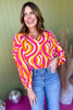 Magenta Abstract Printed Collared Button Front Top, must have top, must have style, office style, winter fashion, elevated style, elevated top, mom style, work top, shop style your senses by mallory fitzsimmons