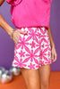 Pink Floral Embroidered Front Pleat Short, embroidered shorts, pink shorts, must have shorts, elevated shorts, spring fashion, spring shorts, mom style, summer fashion, shop style your senses by Mallory Fitzsimmons, ssys by Mallory Fitzsimmons  Edit alt text