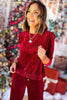 SSYS The Hannah Set In Red Metallic Velvet, must have set, must have style, must have holiday, elevated set, matching set, elevated style, elevated holiday, holiday fashion, holiday set, mom style, holiday style, shop style your senses by mallory fitzsimmons