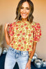 THML Yellow Floral Printed Embroidered Short Sleeve Top, elevated top, elevaed style, must have top, must have style, fall top, printed top, mom style, fall fashion, shop style your senses by mallory fitzsimmons