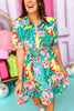 Jade Multi Floral Collared Bubble Sleeve Frilled Flounce Hem Dress, Printed dress, must have dress, elevated dress, vacation style, summer style, spring style, mom style, summer fashion, spring fashion, shop style your senses by Mallory Fitzsimmons, ssys by Mallory Fitzsimmons  Edit alt text