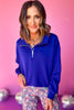 SSYS The Ainsley Air Pullover In Royal, must have pullover, must have athleisure, elevated style, elevated athleisure, mom style, active style, active wear, fall athleisure, fall style, comfortable style, elevated comfort, shop style your senses by mallory fitzsimmons