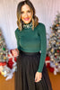 Hunter Green Embellished Mock Neck Sweater, must have top, must have style, elevated top, elevated style, holiday style, holiday fashion, elevated holiday, holiday collection, affordable fashion, mom style, shop style your senses by mallory fitzsimmons