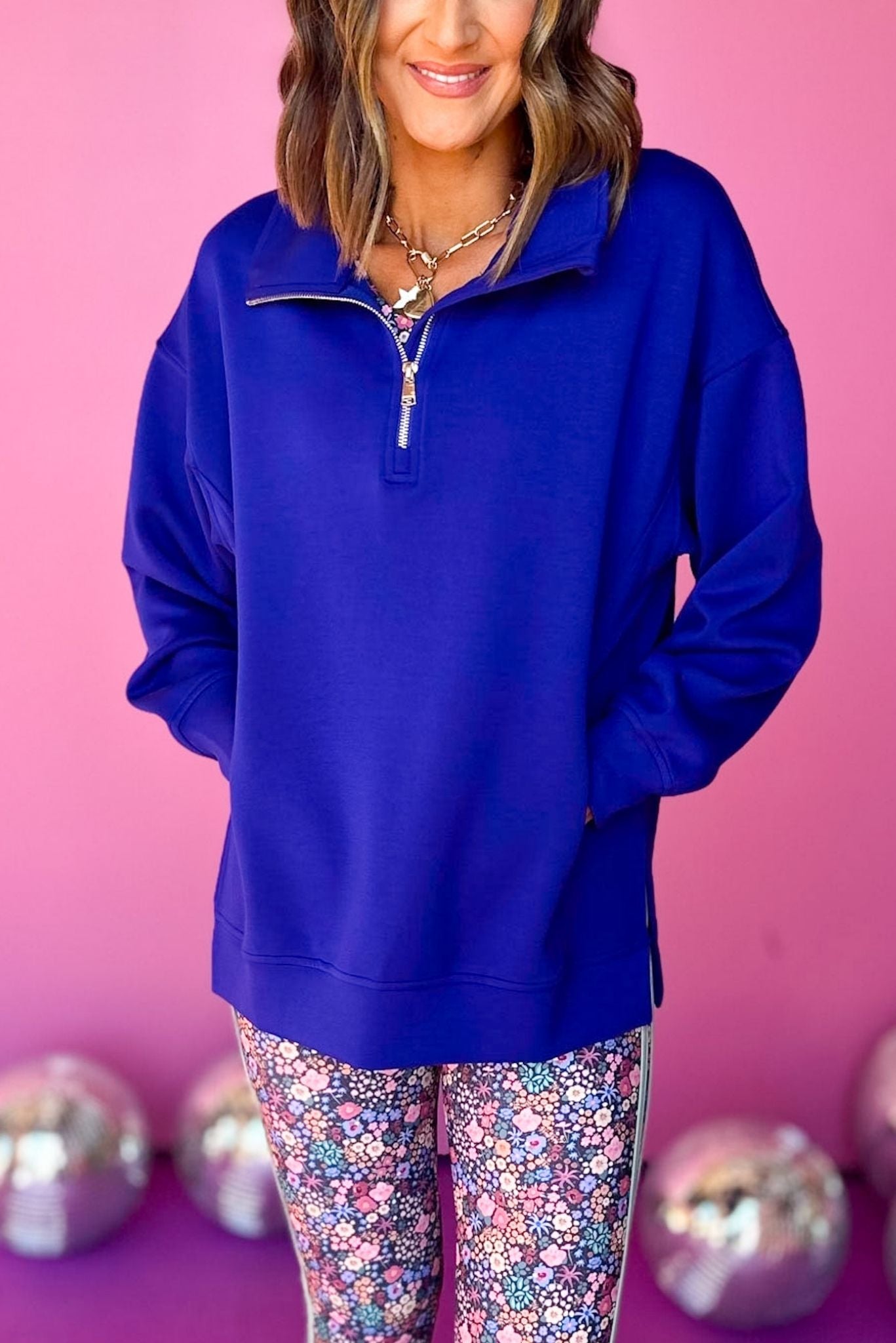 SSYS The Ainsley Air Pullover In Royal, must have pullover, must have athleisure, elevated style, elevated athleisure, mom style, active style, active wear, fall athleisure, fall style, comfortable style, elevated comfort, shop style your senses by mallory fitzsimmons