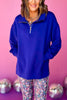 SSYS The Ainsley Air Pullover In Royal, must have pullover, must have athleisure, elevated style, elevated athleisure, mom style, active style, active wear, fall athleisure, fall style, comfortable style, elevated comfort, shop style your senses by mallory fitzsimmons