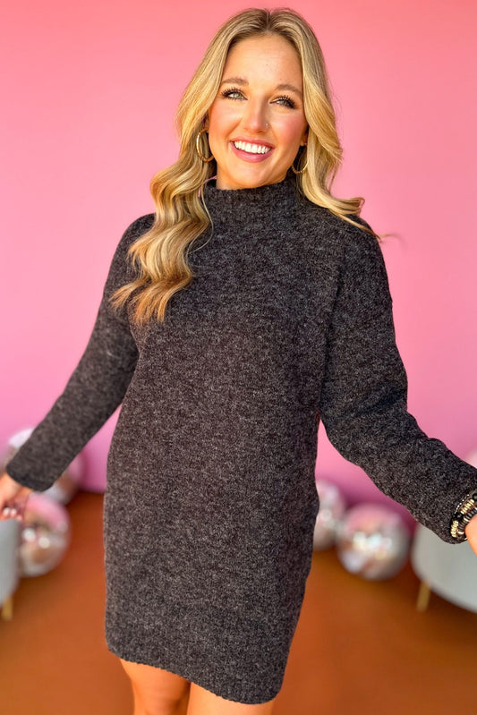 Black High Ribbed Neck Sweater Dress, must have dress, must have style, fall style, fall fashion, elevated style, elevated dress, mom style, fall collection, fall dress, shop style your senses by mallory fitzsimmons