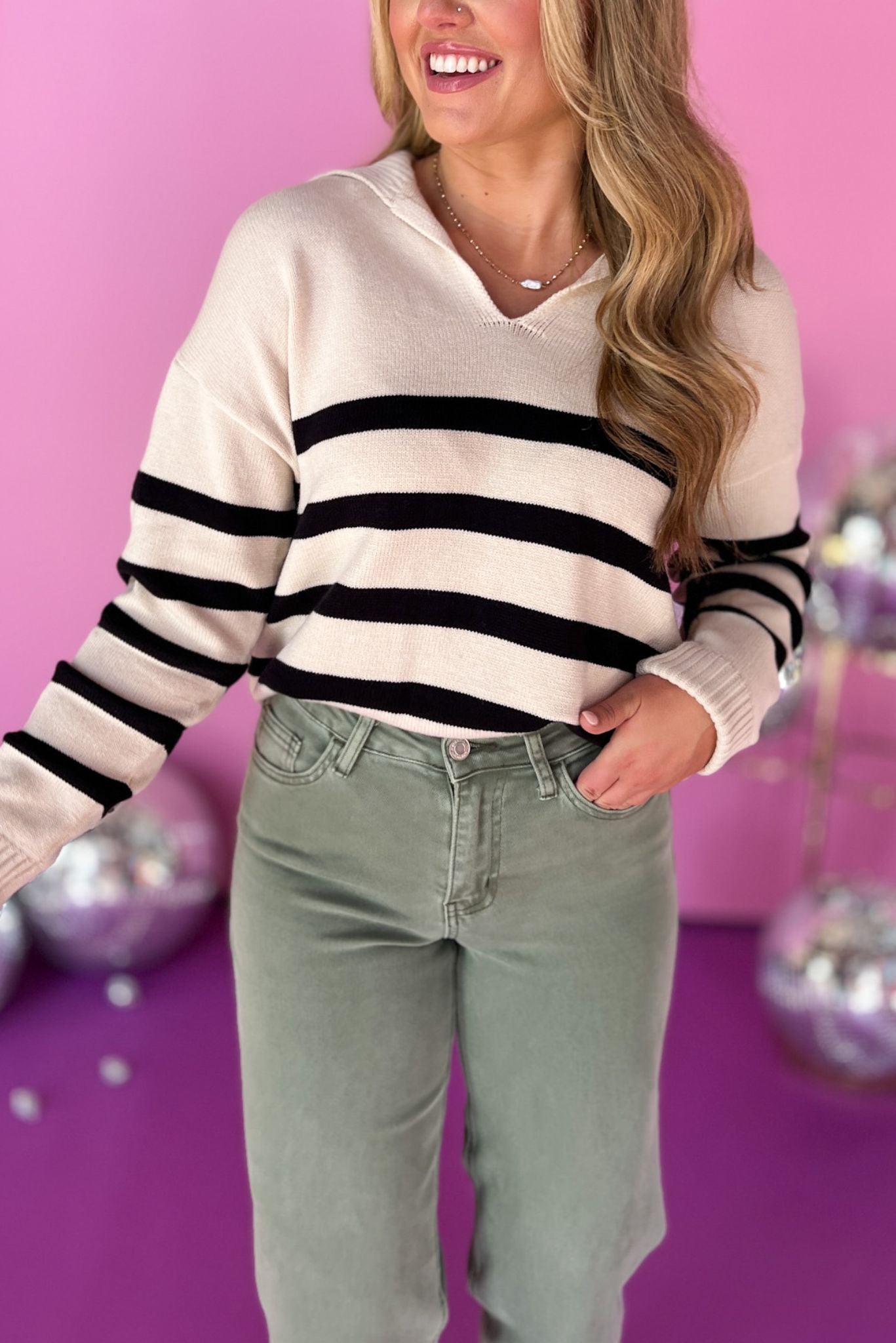 Cream Striped Sailor Collared Knit Sweater, must have sweater, must have style, must have fall, fall collection, fall fashion, elevated style, elevated sweater, mom style, fall style, shop style your senses by mallory fitzsimmons