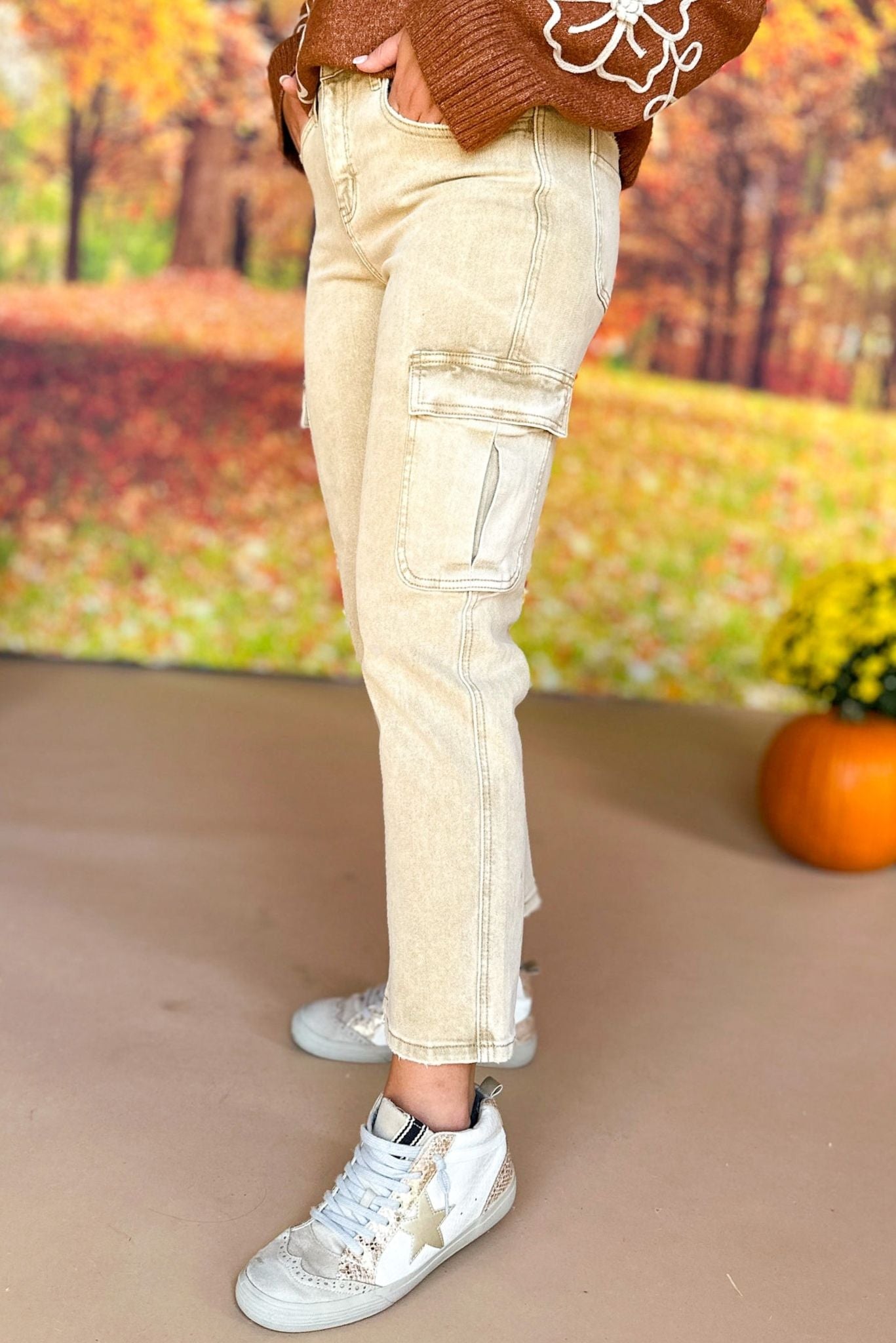Vervet Tan High Rise Relaxed Straight Cargo Jeans, must have pants, must have style, must have comfortable style, fall fashion, fall style, street style, mom style, elevated comfortable, elevated loungewear, elevated style, shop style your senses by mallory fitzsimmons