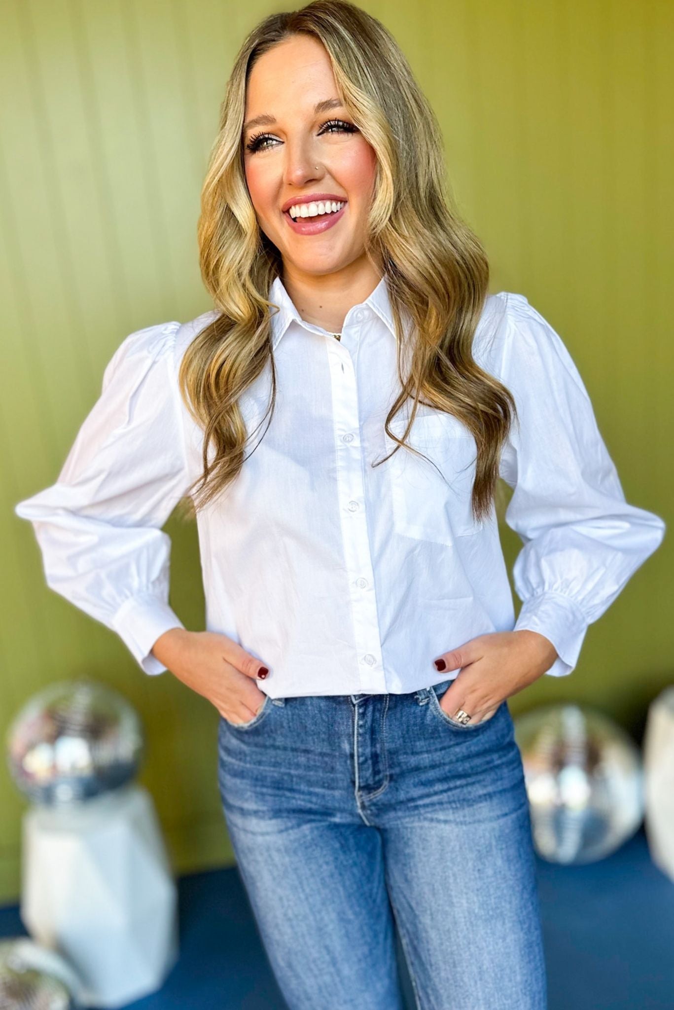 White Collared Button Down Top, must have top, must have style, must have holiday, fall collection, fall fashion, elevated style, elevated top, mom style, fall style, shop style your senses by mallory fitzsimmons