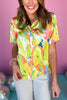 Lime Printed Collar Button Down Short Sleeve Top, printed top, bright top, button down top, office top, must have top, must have style, summer style, spring fashion, elevated style, elevated top, mom style, shop style your senses by mallory fitzsimmons, ssys by mallory fitzsimmons  Edit alt text