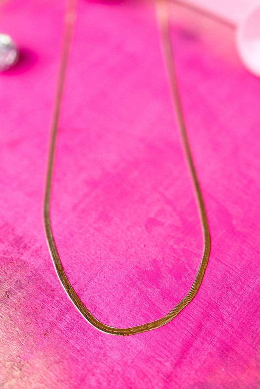Gold Herringbone Metal Chain Necklace *FINAL SALE*